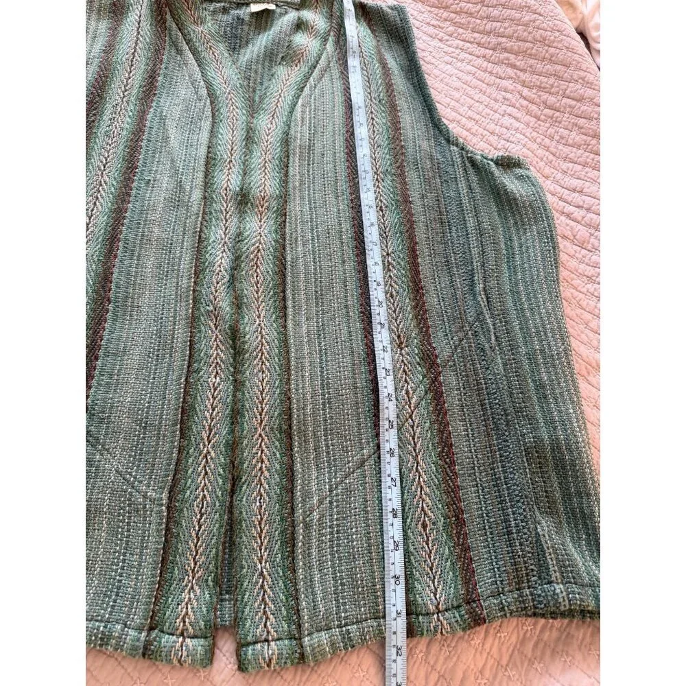 Shuttle Creek Mens Handmade Woven Vest Size 2XL Green Lowell Oregon Vintage